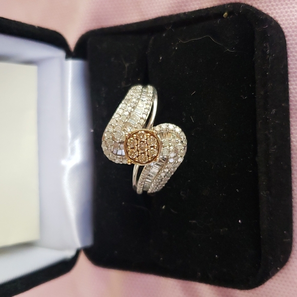 Champagne diamond and diamond ring - Picture 5 of 7